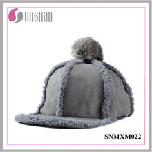 2015 Sweet Girls Hiphop Hat Plush Fur Ball Flat-Brimmed Cap (SNMXM022)